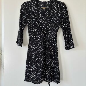 topshop polka dot tie black dress petite 2 